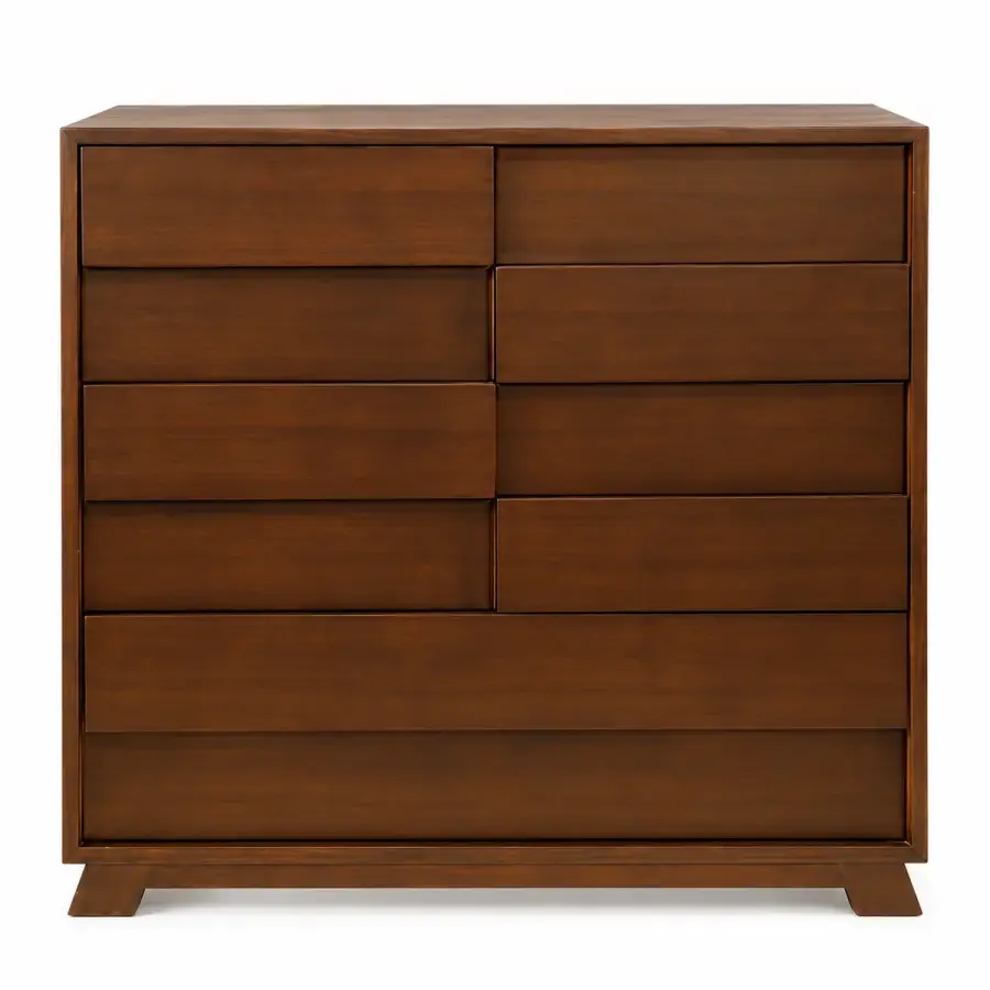 Staggered-Drawer Walnut Chest