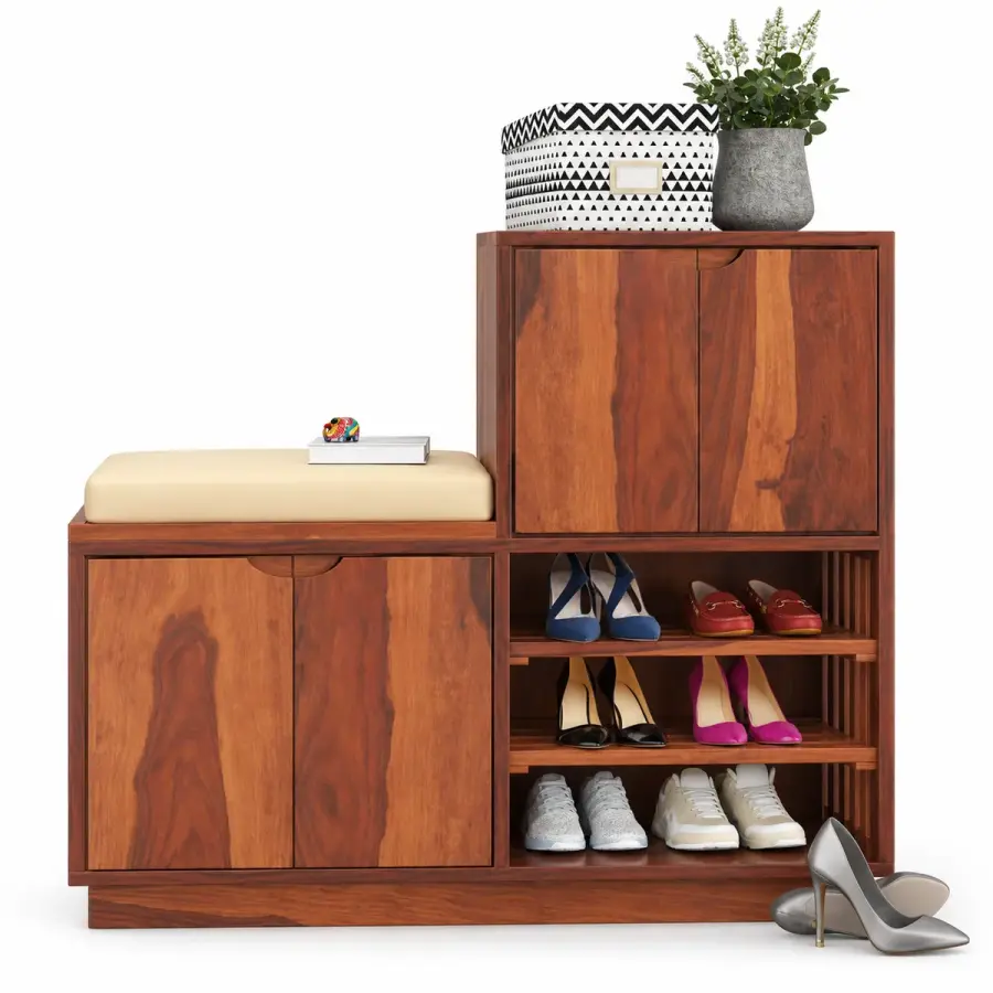 Step Shoe Bench with Open Rack