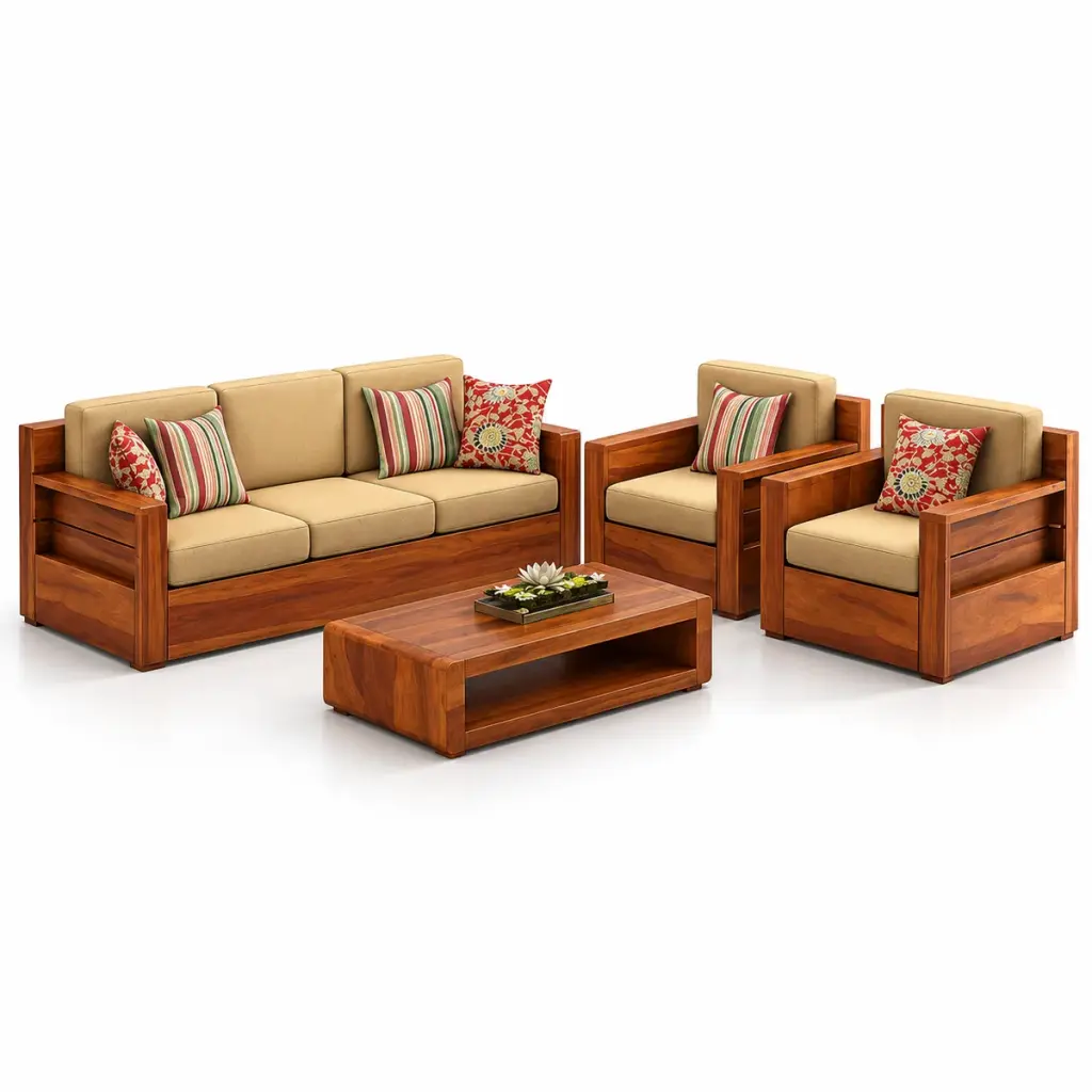 Striped-Cushion Box Sofa Set — photo 2