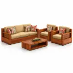 Striped-Cushion Box Sofa Set – solid teak, Teakwood Factory