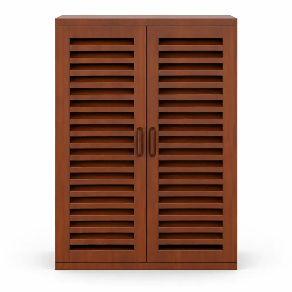 Tall Louvred Shoe Cabinet — photo 1