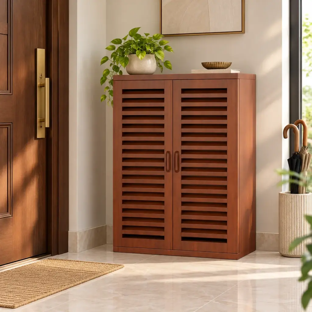 Tall Louvred Shoe Cabinet — photo 3