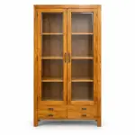 Tall Two-Door Glass Cabinet – solid teak, Teakwood Factory