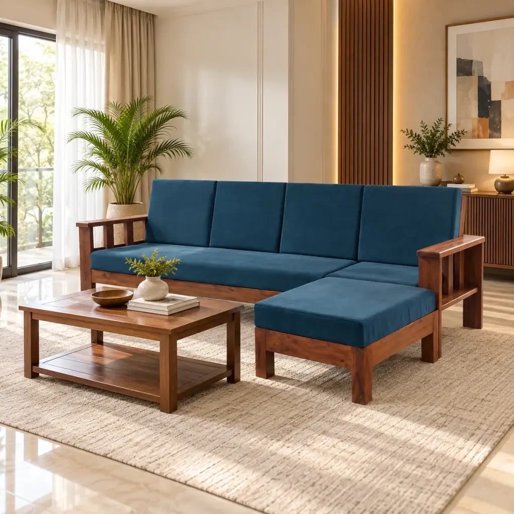 Teal Chaise Sofa — photo 3