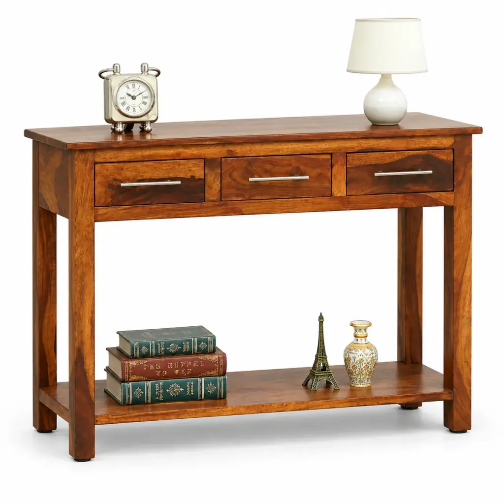 Three-Drawer Console with Shelf — photo 2