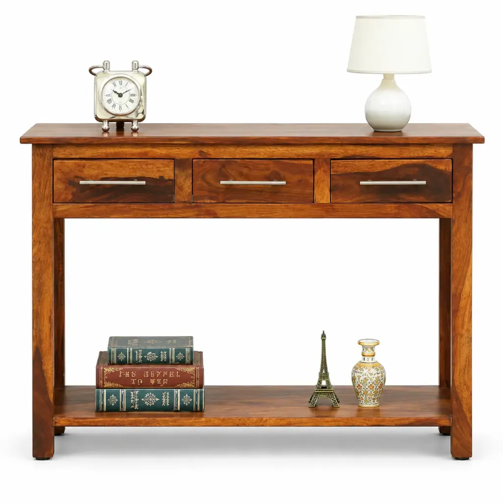 Three-Drawer Console with Shelf — photo 1