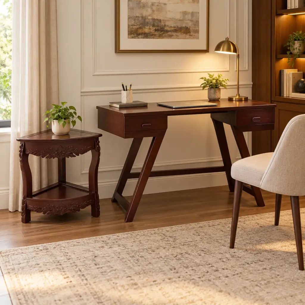 Trestle Desk with Corner Table — photo 3