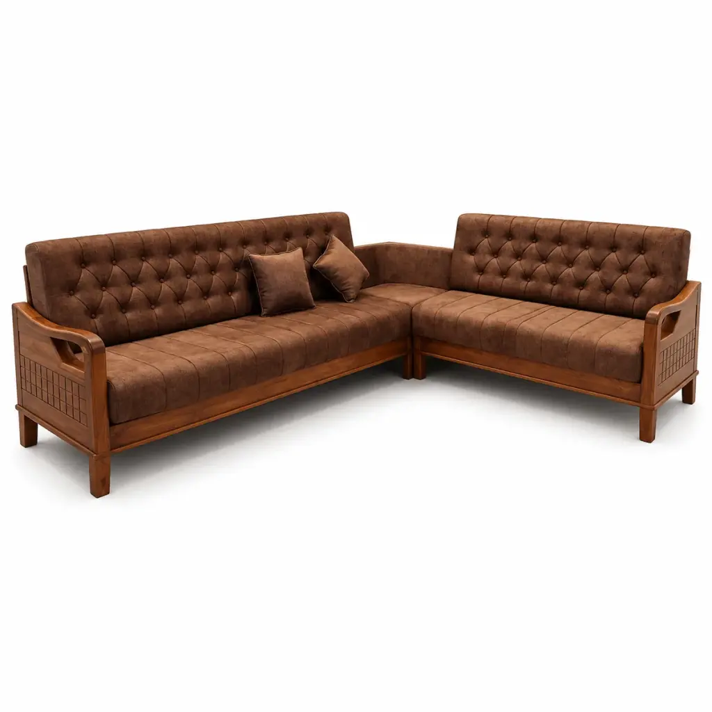 Tufted Brown Corner Sofa — photo 2