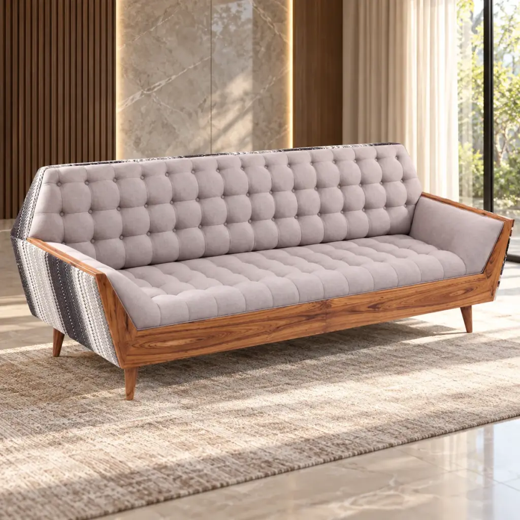 Tufted Lilac Sofa — photo 3
