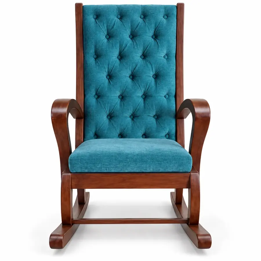 Tufted Teal Rocking Chair