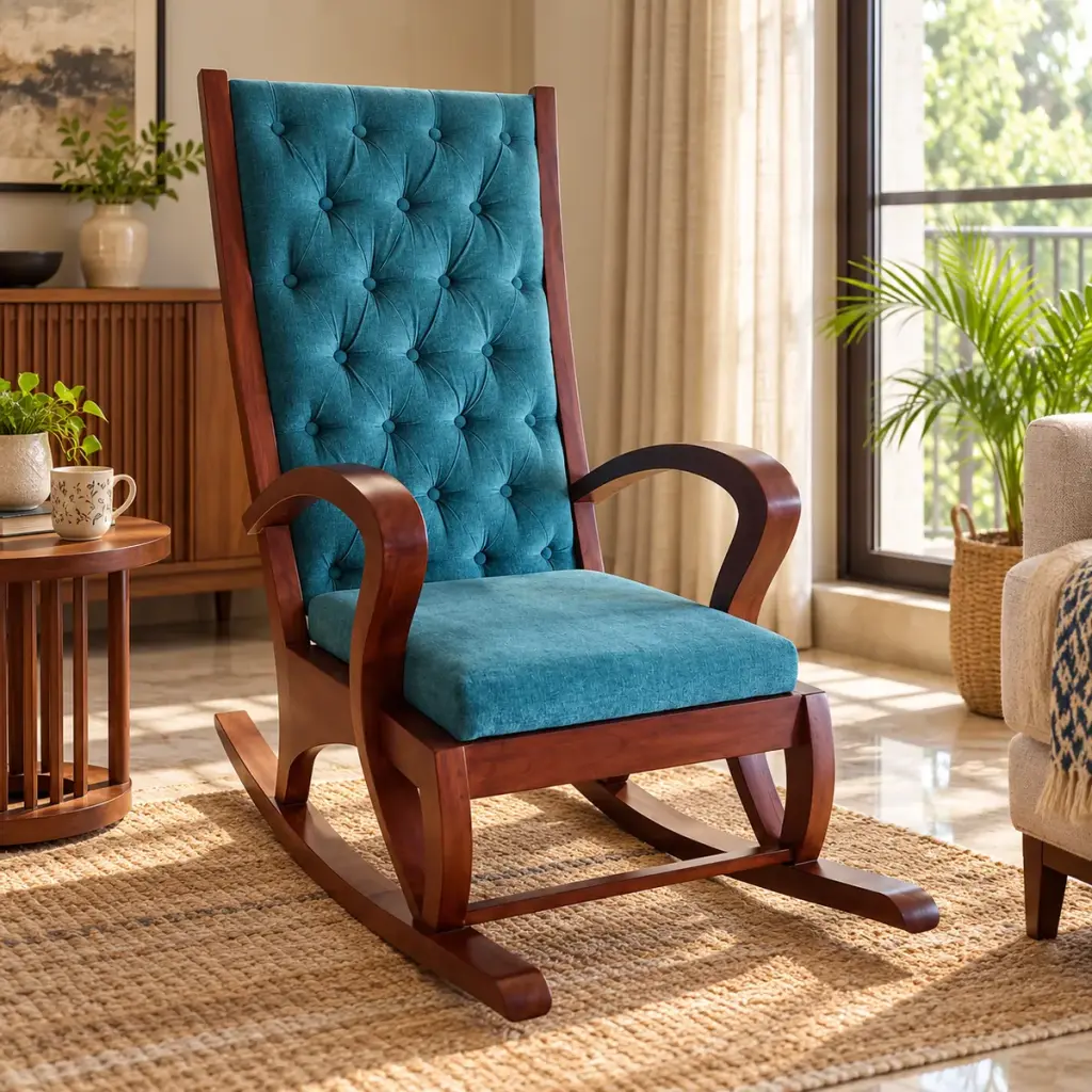 Tufted Teal Rocking Chair — photo 3