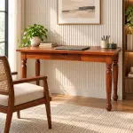 Turned-Leg Writing Table – solid teak, Teakwood Factory