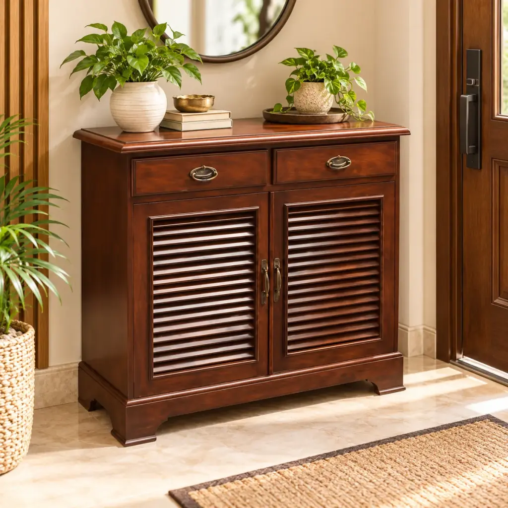 Two-Drawer Louvred Shoe Cabinet — photo 3
