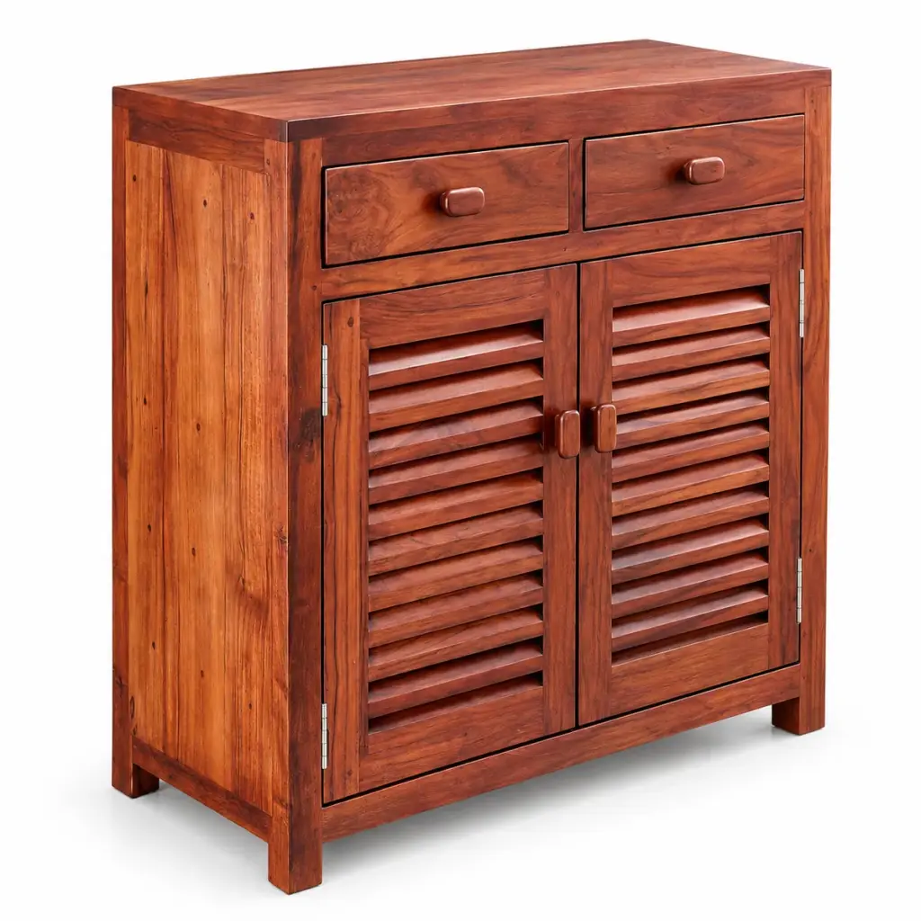 Two-Drawer Red-Teak Shoe Cabinet — photo 2