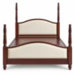 Upholstered Four-Poster Bed – solid teak, Teakwood Factory