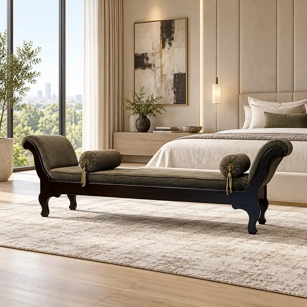 Velvet Diwan Bench — photo 3