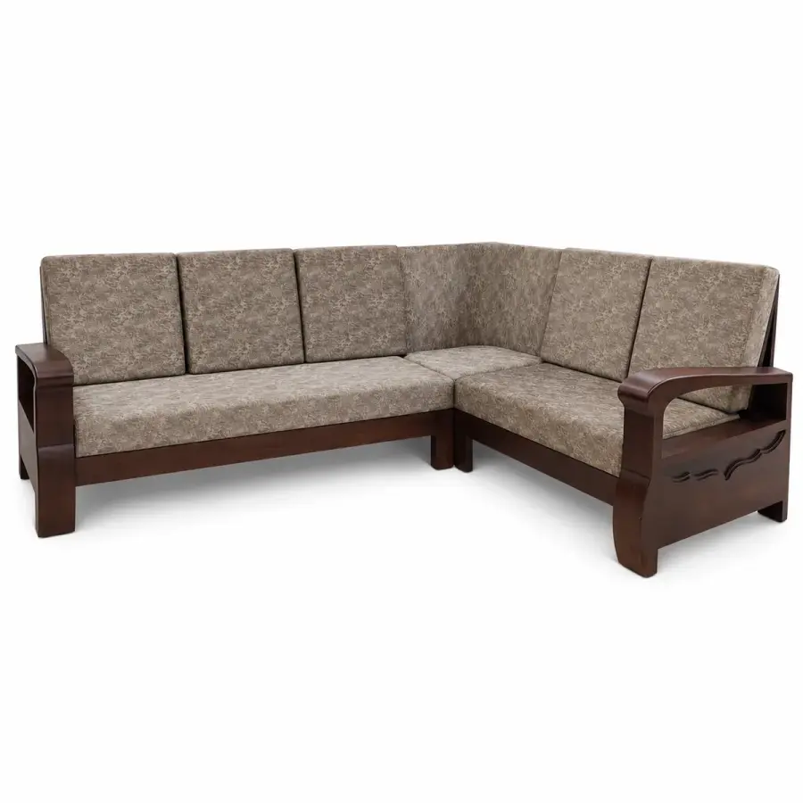 Walnut L-Shaped Sofa