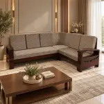 Walnut L-Shaped Sofa – solid teak, Teakwood Factory