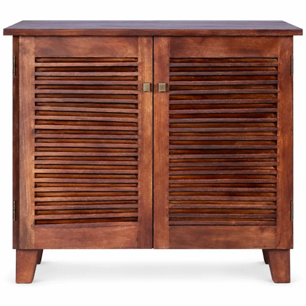 Wide Louvred Shoe Cabinet — photo 1