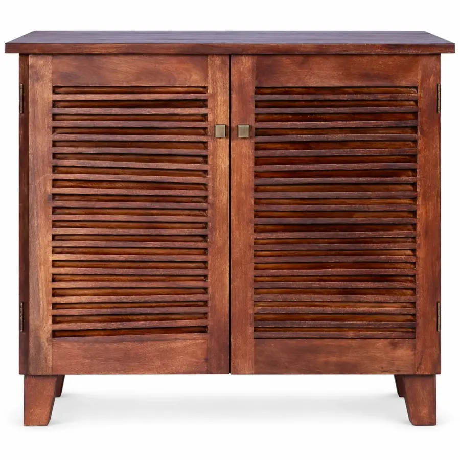 Wide Louvred Shoe Cabinet