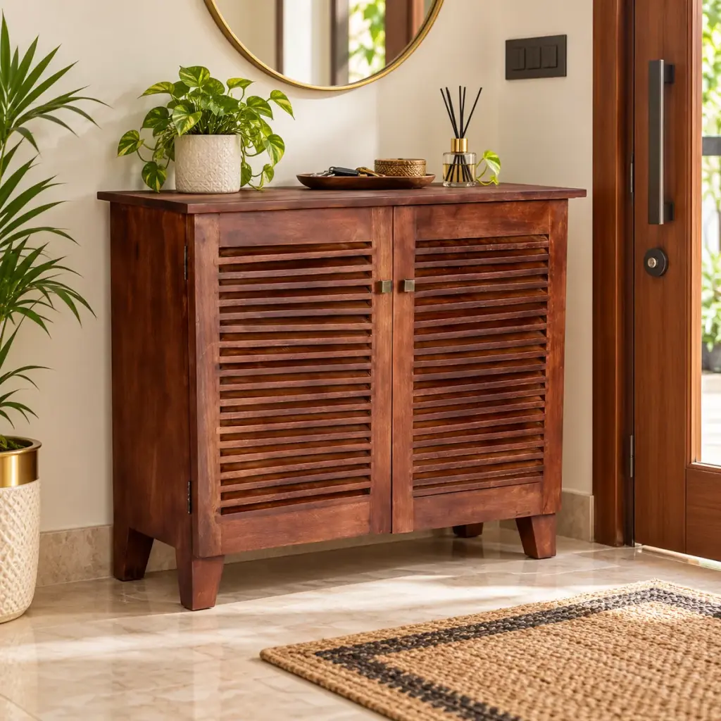 Wide Louvred Shoe Cabinet — photo 3